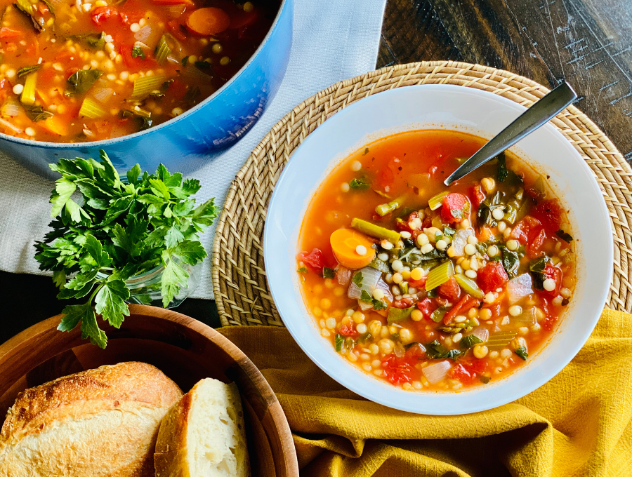 Spring Minestrone with Pearl Couscous The Town Tarte